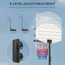 SPORTNOW Height Adjustable Basketball Hoop And Stand, Free Standing Basketball Stand Net Set System W/ Wheels, Enlarged Base, PE Backboard, 179-209cm - Black - View 4
