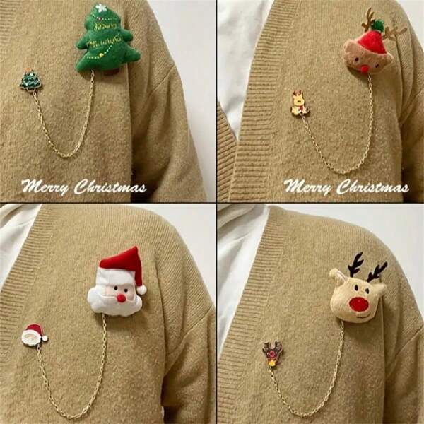 Broche de felpa navideña adorable - perfecto para suéteres, chaquetas y bolsas de lona | Accesorio ideal para fiestas navideñas