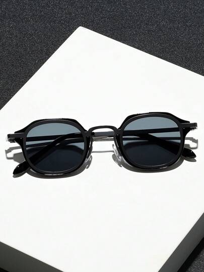 1pc Copper Geometric Punk Men Fashion Glasses For Street-Photography Driving Accessories For Summer Beach Vacation,Outdoor,Travel Back To School Fashionable Preppy School Look