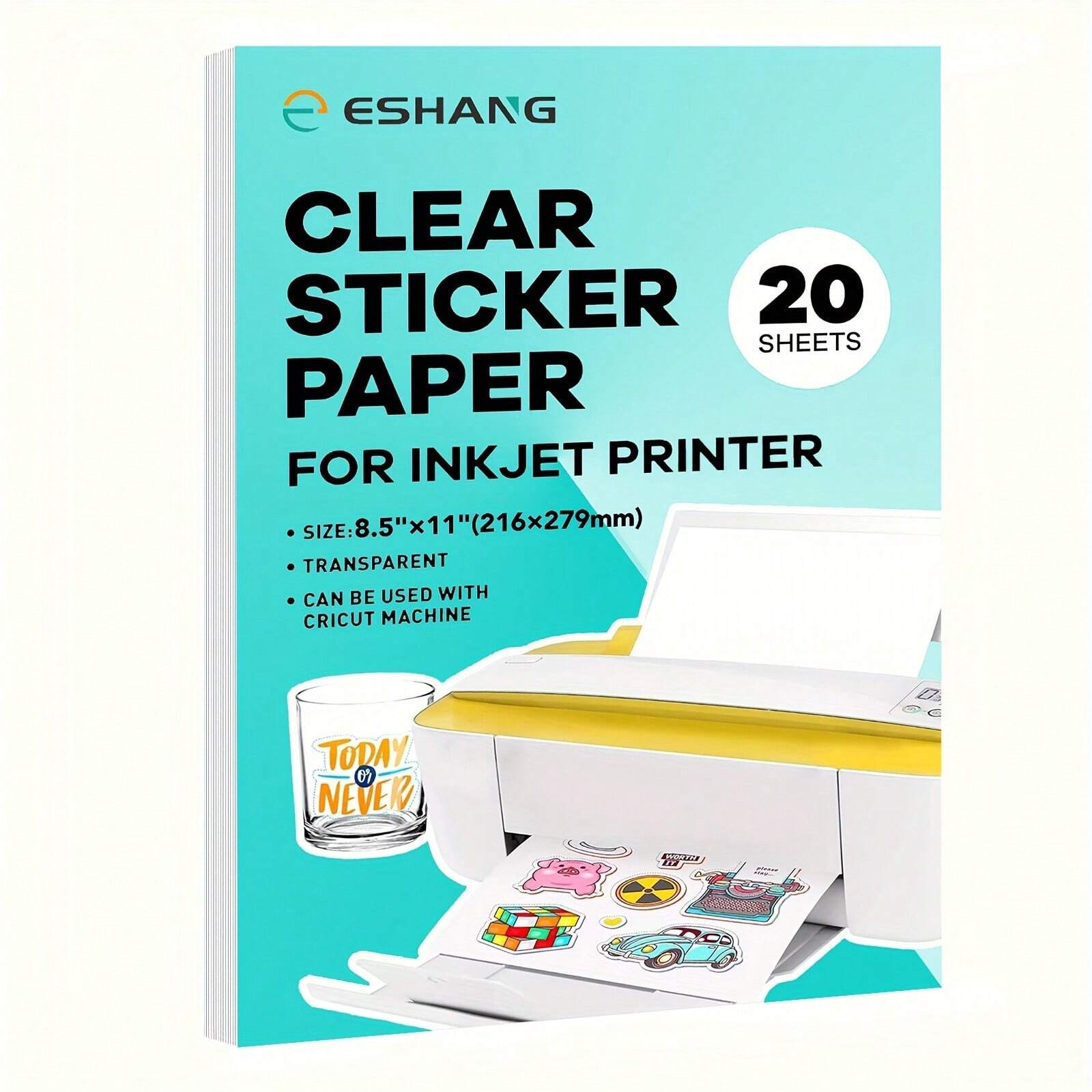 Size 8.5*11 Inch 20 Sheets Printable Vinyl Sticker Paper For Inkjet