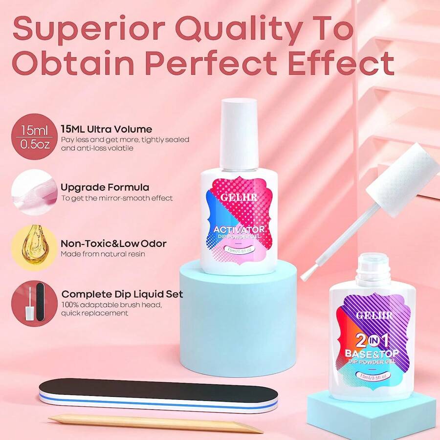 GELHR GELHR 6Pcs Dip Powder Nail Kit Light Blue Glitter Temperature