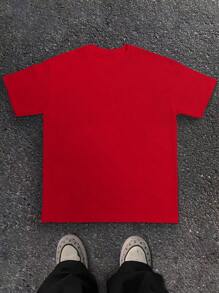DREAMING Human Figures Design 180g Pure Cotton Men's Tshirt Comfort Fit - 紅色 - 查看 2