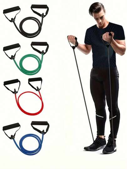 1pc 5-Level Resistance Bands Set With Handles, Fitness Stretch Bands For Home Workout, Pilates, And Body Shaping