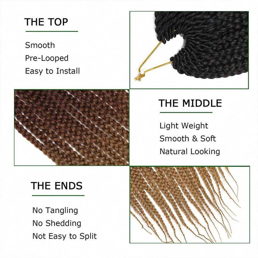 Box Braids Crochet Hair 24 Inch Crochet Braids Pre Looped Crochet Hair