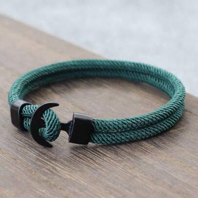 51Luckind Men's Anchor Bracelet, Double-Layer Nautical Bracelet, Gift For Him, Surfing Accessory