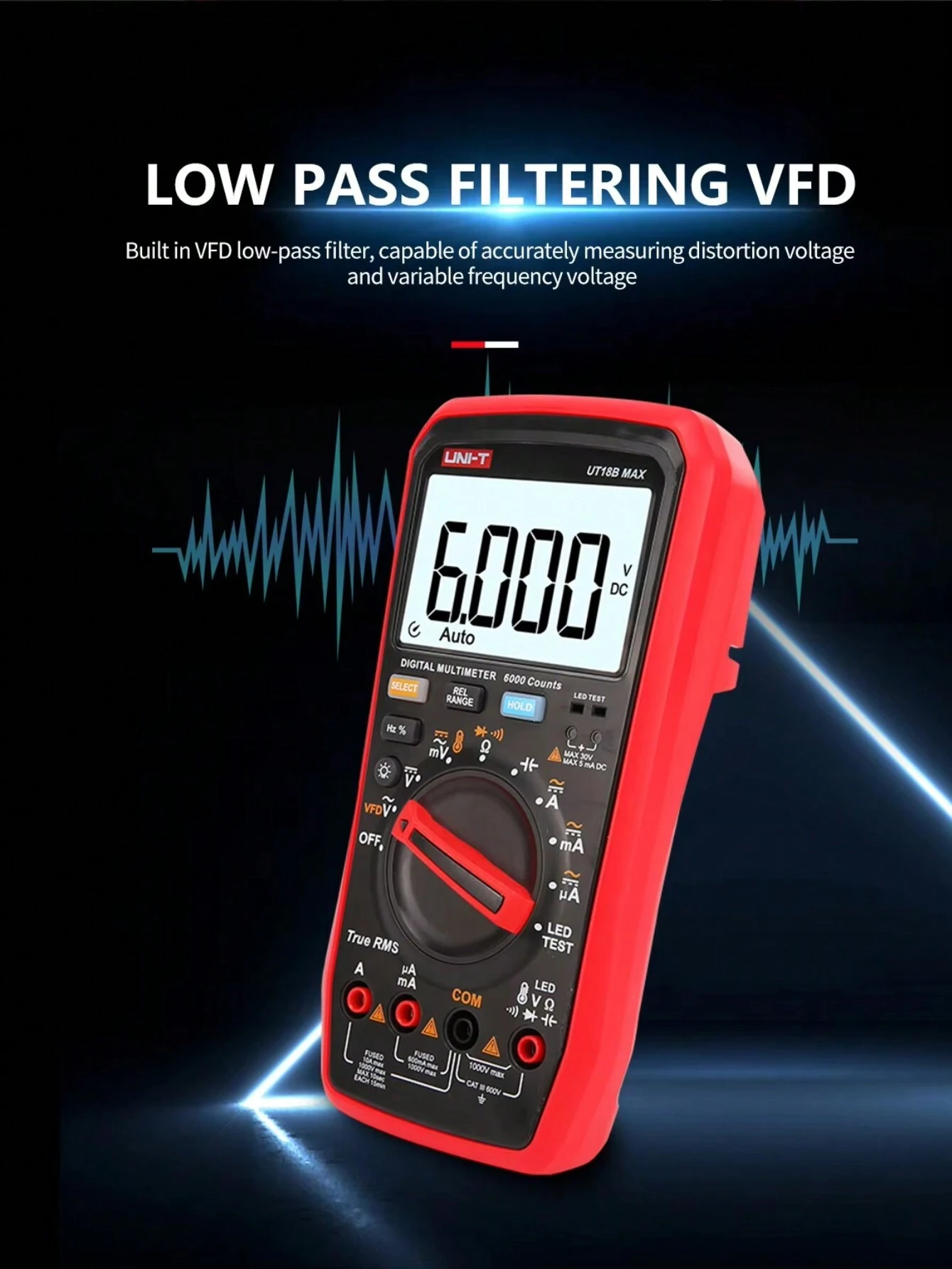 UNITUT17B MAX Digital Multimeter VFD AC Ammeter Voltmeter Resistance