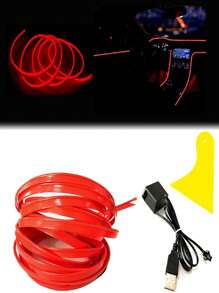 Balabaxer Car LED Strip Lights Interior Ambient Glow For Cars, Trucks, SUVs - 9ft/16ft/32ft USB 5V Multi-Color Neon EL Wire With Fuse Protection,Waterproof Flexible Automotive Mood Lighting For Dashboard, Footwell, Cup Holder, Decks, PC Gaming Setup, Home Desk DIY Decoration - 紅色 - 查看 8