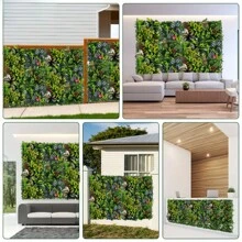 Artificial Grass Wall Panels, Plant Wall, 10x10in Green Wall Decoration, Decorative Privacy Hedge, Sun Protection Green Wall Decoration, Square Plastic Lawn Plants, Home Wall Decoration Simulated Greenery, Indoor And Outdoor Green Wall, Garden Fence Wall Decoration With Background Simulated Plants. - Multicolor - View 6