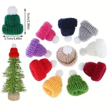 10 chiếc mũ len đan mini nhiều màu trang trí Giáng sinh, đồ trang trí mũ vải ngày lễ cho cây thông Noel, đồ dùng thủ công tự làm, đồ trang trí treo ngày lễ - Nhiều màu - Xem 2