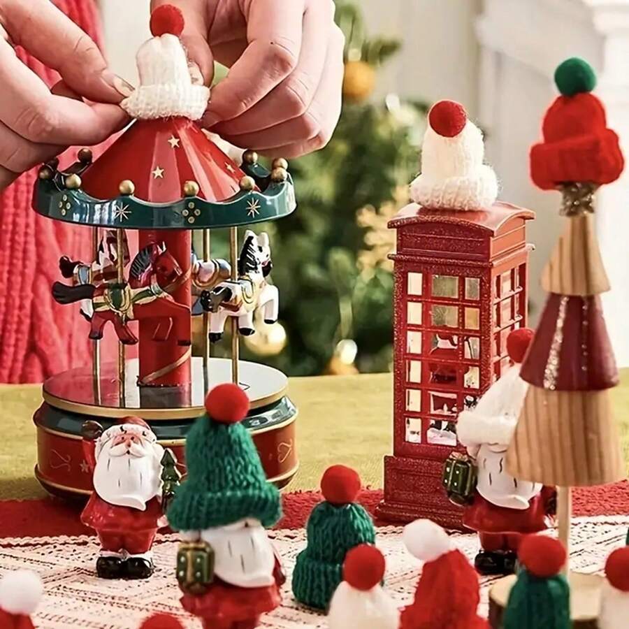 10 chiếc mũ len đan mini nhiều màu trang trí Giáng sinh, đồ trang trí mũ vải ngày lễ cho cây thông Noel, đồ dùng thủ công tự làm, đồ trang trí treo ngày lễ - Nhiều màu - Xem 1