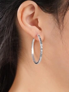 1 Cặp Hoa tai vòng thời trang dành cho phụ nữ làm quà tặng kỷ niệm ngày cưới, tiệc đính hôn, ngày lễ tình nhân - Bạc - Xem 9