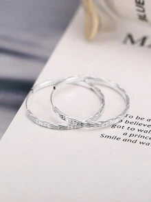 1 Cặp Hoa tai vòng thời trang dành cho phụ nữ làm quà tặng kỷ niệm ngày cưới, tiệc đính hôn, ngày lễ tình nhân - Bạc - Xem 7