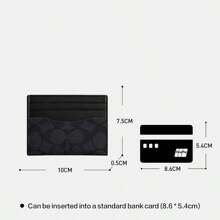Coach Wallet 10 Classic Monogram Logo Faux Leather, Fabric And Cowhide Leather Card Holder Regular Unisex Couple's Style Charcoal Black And Black