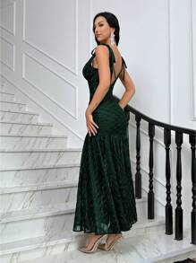 Đầm dạ hội thanh lịch, cổ chữ V sâu, đuôi cá, hở lưng dành cho nữ, thích hợp cho các buổi tiệc cocktail, dạ hội, tiệc sinh nhật, tiệc tốt nghiệp và các dịp khác như đám cưới, tiệc mùa xuân. - Màu xanh lá cây đậm - Xem 2