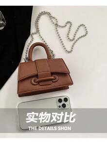 Mini Bag Solid Color Simple Chain Strap [4006] - Màu xanh chanh - Xem 4