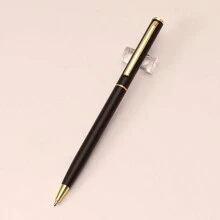 1 pezzo di penna a sfera in metallo fine, inchiostro nero, punta media da 1,0 mm e scrittura fluida, una piccola penna in metallo adatta per uomini e donne, divisa della polizia, ufficio e affari.