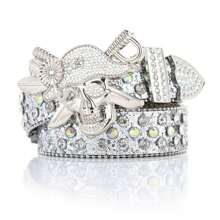 Y2K 女士水晶装饰皮带，宽水钻金属扣朋克朋克装饰百搭 - 3.8海盜款 - 查看 14