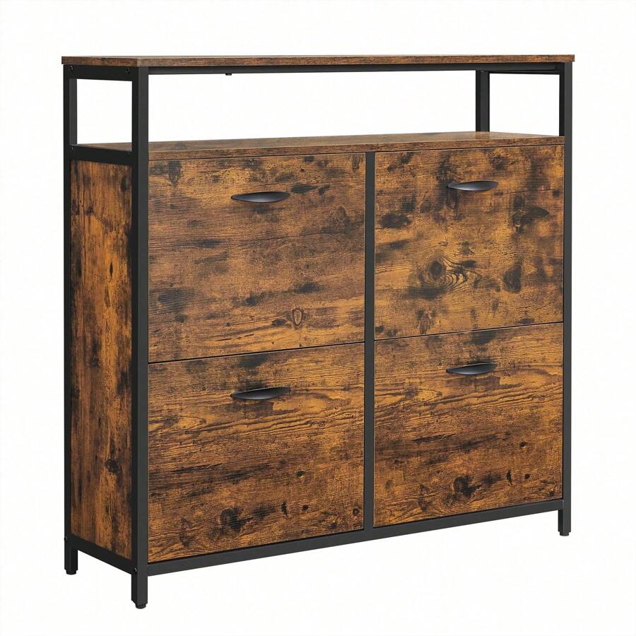 VASAGLE Shoe Hallway Shoe Box With 4 Rocker Doors, Narrow Shoe