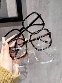 1 pièce/3 pièces Lunettes claires de style classe, esthétique, moderne et simple pour femmes. Style technologique et décontracté pour le bureau, la lecture et la vie quotidienne. Accessoires de lunettes pour femmes.