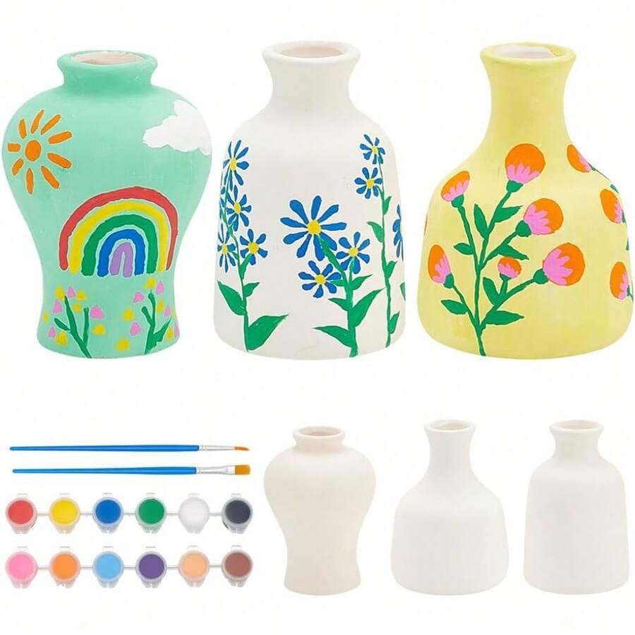 3 Styles Vase Pottery Painting Kit Paint Your Own Ceramic Pottery