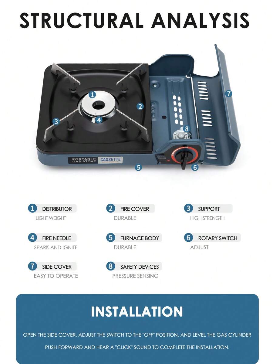 Portable Outdoor Gas Stove With Upgraded OneKey ShutOff Technology