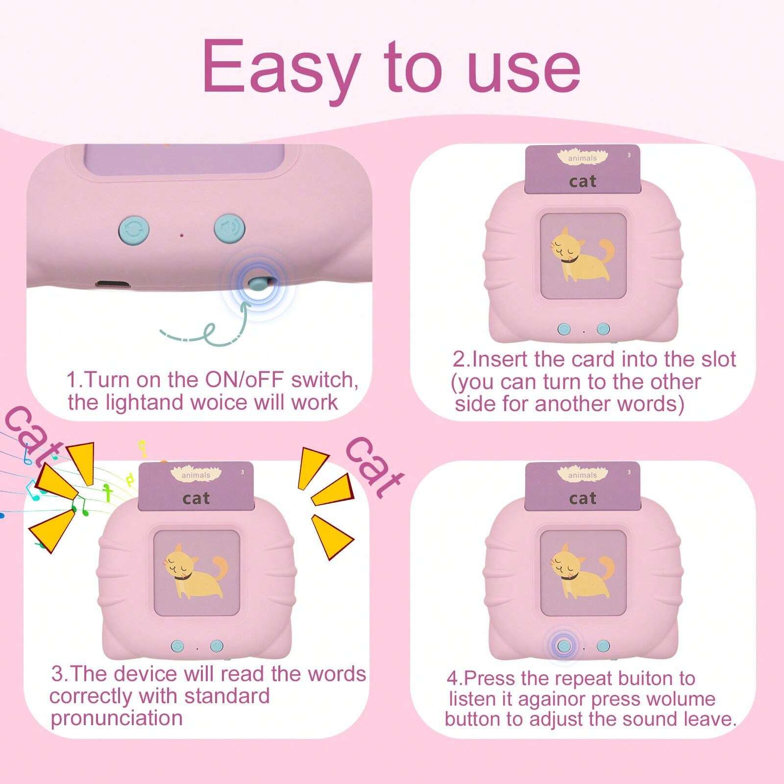 Talking Flash Cards With 224 Sight Words, Montessori Educational