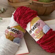 1 Stück handgemachtes Chenillegarn, 100g, geeignet für Do-It-Yourself Schal, Mütze, Jacke, Pullover, Tasche, Puppe