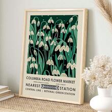 1 pieza Impresión colgable del Mercado de Flores de Londres, Mercado de Columbia Road, póster del Mercado de Flores, impresión botánica vintage, arte floral de pared, impresión floral para dormitorio, decoración de sala de estar, decoración para el hogar en material de lienzo (con marco) - Multicolor - Ver 1