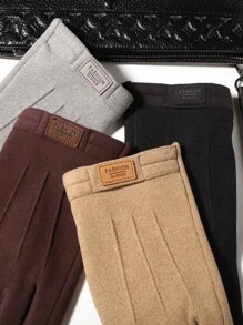 Guantes térmicos para hombre con forro térmico, a prueba de viento y cálidos, adecuados para el invierno, en gris, negro y café, de talla única, con función de pantalla táctil habilitada para conducir - Café integral - Ver 5