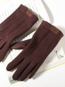 Guantes térmicos para hombre con forro térmico, a prueba de viento y cálidos, adecuados para el invierno, en gris, negro y café, de talla única, con función de pantalla táctil habilitada para conducir - Café integral - Ver 6