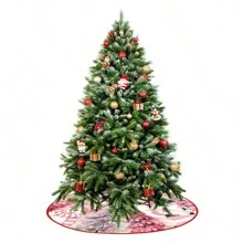 1 pièce Jupe pour sapin de Noël avec impression du Père Noël rose, bonhomme de neige et arbre de Noël. Décoration pour fête de Noël. Tapis de jupe de sapin de Noël, meilleur cadeau