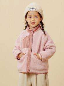 mini bala 少女双面穿冬装外套，舒适保暖 - 白紅色 - 查看 2