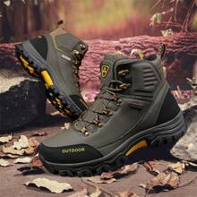 男士高帮系带黑色靴子，耐穿舒适，适合户外徒步、狩猎、散步，耐磨，也适合日常工作和休闲活动。 - 綠色 - 查看 3