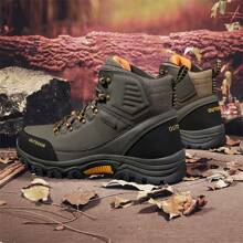 男士高帮系带黑色靴子，耐穿舒适，适合户外徒步、狩猎、散步，耐磨，也适合日常工作和休闲活动。 - 綠色 - 查看 11