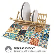 1pc Multi-Pattern Printed Absorbent And Draining Mat, New Design Water Absorbent Kitchen Counter Drying Pad, Soft Silica Gel Non-Slip Quick Dry Mat For Kitchen, Coffee Maker & More - FULSD029 - View 8
