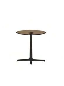 End Table  Glass Top Side/End Drink Table - Tall Modern Round Accent Metal Nightstand Furniture For Living Room, Dorm, Home Office, And Bedroom - 19.69" Round - Brown Blass/Matte Black,HomeNest9