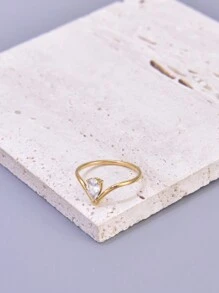 1 Stück Edelstahl Ring, Edelstahl Schmuck, modischer kubischer Zirkonia Ring, einfach und stilvoll, langanhaltend, glänzende Qualität für den täglichen Gebrauch - Goldgelb - Übersicht 7