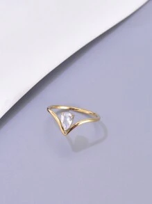 1 Stück Edelstahl Ring, Edelstahl Schmuck, modischer kubischer Zirkonia Ring, einfach und stilvoll, langanhaltend, glänzende Qualität für den täglichen Gebrauch - Goldgelb - Übersicht 11