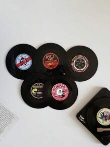Set van 6 stuks - Vintage Vinylplaat Onderzetters met Houder - Premium Antislip, Hittebestendige Onderzetters voor Stijlvolle Woondecoratie en Bescherming van Drinkgerei - Veel kleurig - Bekijken 5