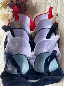 Kit Of 5 Reinforced Plain Bras With Adjustable Straps, Silicone Effect, Direct From The Factory - 彩色 - 查看 2