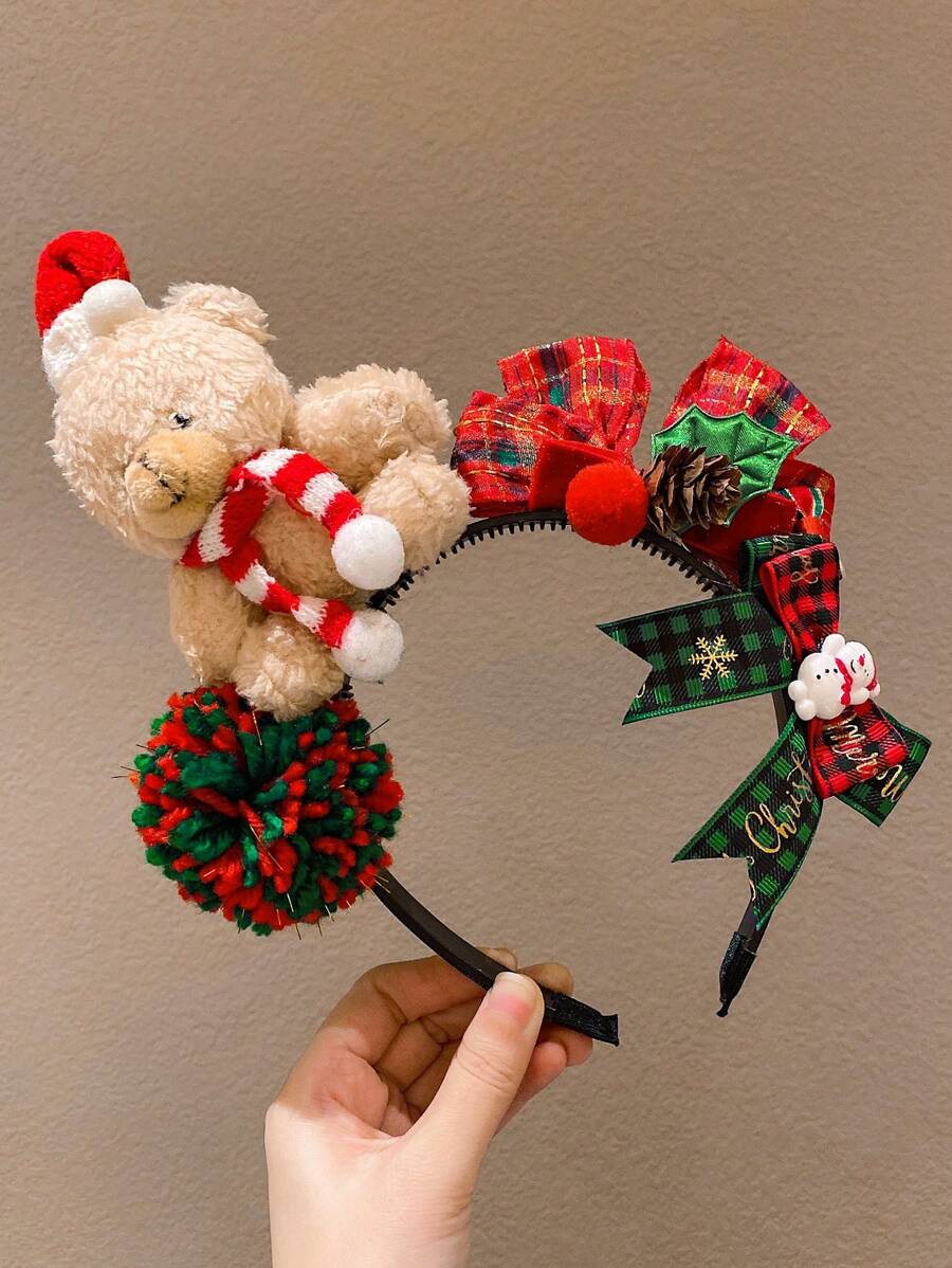 1pc Christmas Hair Hoop Accessory, Colorful Cute Bear Style For Girls