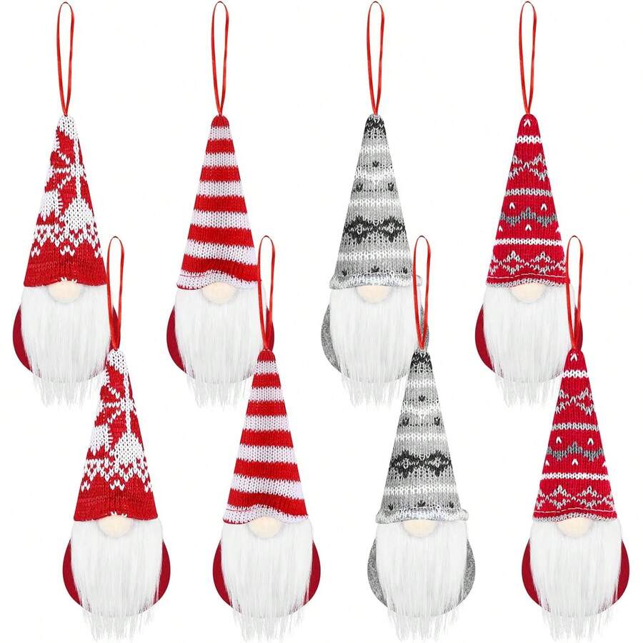 Bộ 8 đồ trang trí cây thông Noel hình chú lùn, đồ trang trí nhà ngày lễ bằng vải nhung thủ công Thụy Điển - Nhiều màu - Xem 1