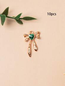 10 件时尚吊坠心形空心蝴蝶结吊坠，锌合金嵌入式玻璃吊坠，DIY 珠宝制作适用于项链、耳环、手链、派对礼物 - 鏤空蝴蝶結 - 查看 10