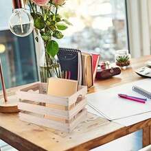 1PC Thùng gỗ, Thùng gỗ có tay cầm, Lưu trữ quần áo, Trang trí sân, Hộp lưu trữ bằng gỗ cho nhà bếp, văn phòng, phòng ngủ, tủ quần áo, Trang trí đồng quê mộc mạc - Nhiều màu - Xem 3