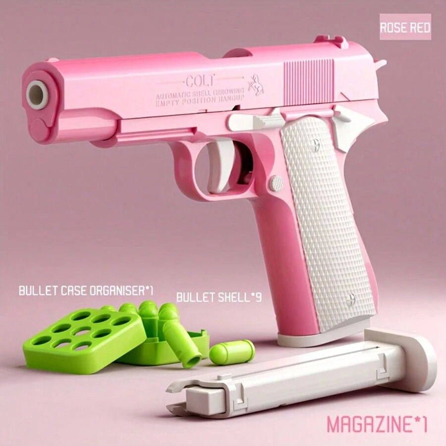 1 pièce Jouet pistolet avec 9 pièces de munitions, modèle éducatif, jeu de tir au pistolet avec simulation de lancement de douilles, sans tir, cadeau pour enfants garçons et filles, Noël