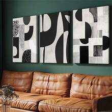 3 件/套带框黑白抽象帆布墙艺术，帆布海报印刷墙艺术适用于卧室、客厅和走廊，是家居装饰和房间装饰的理想礼物 - 海报、墙艺术、房间装饰用品 - 彩色 - 查看 2