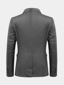 CLOUDSTYLE Men 3-Piece Business Suit Set, Includes Solid Color Shirt, Vest And Pants For Spring/Autumn, Casual/Business Wear - Dark Grey - View 3