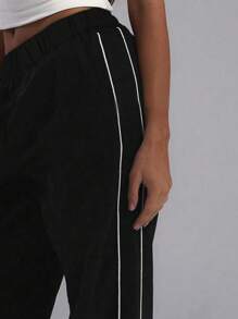 1 pieza Pantalones rectos con bolsillo, simples, casuales, versátiles y de para adolescentes, aptos para entrenamiento, exterior, primavera/verano/otoño/invierno