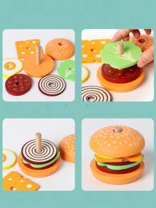 儿童木制分类和堆叠玩具 - 提高手眼协调能力 - 玩过家家、堆叠圈、有趣的圣诞节和 - 仿真食物過家家疊疊圈 - 查看 2