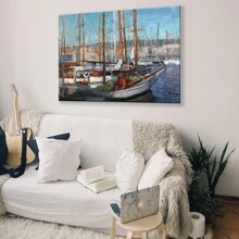1PC With Frame Sailboat Wall Art Large Canvas Wall Art Painting Decoration Ocean Canvas Print Painting Boat Decoration Framed Artwork Suitable For Home Office Study Bedroom Apartment Meeting Room Training Room Hotel Living Room Bedroom Bathroom Decoration - 彩色 - 查看 5